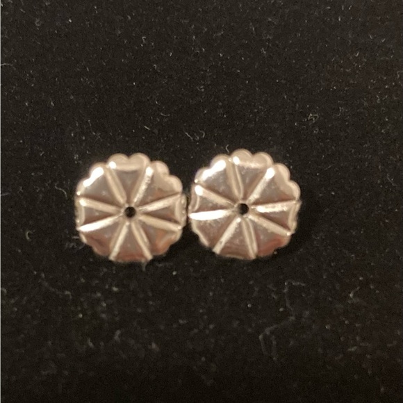 American Southwest Style Silver Pierced Earrings with Pearls - Picture 2 of 4